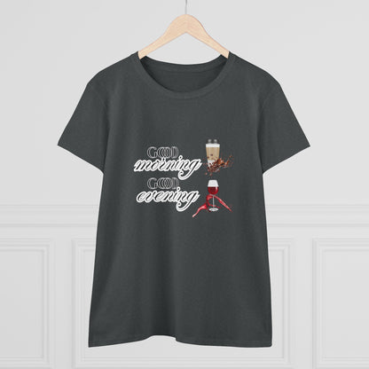 Good Morning - Good Evening  Cotton Tee, Women's Graphic Shirt