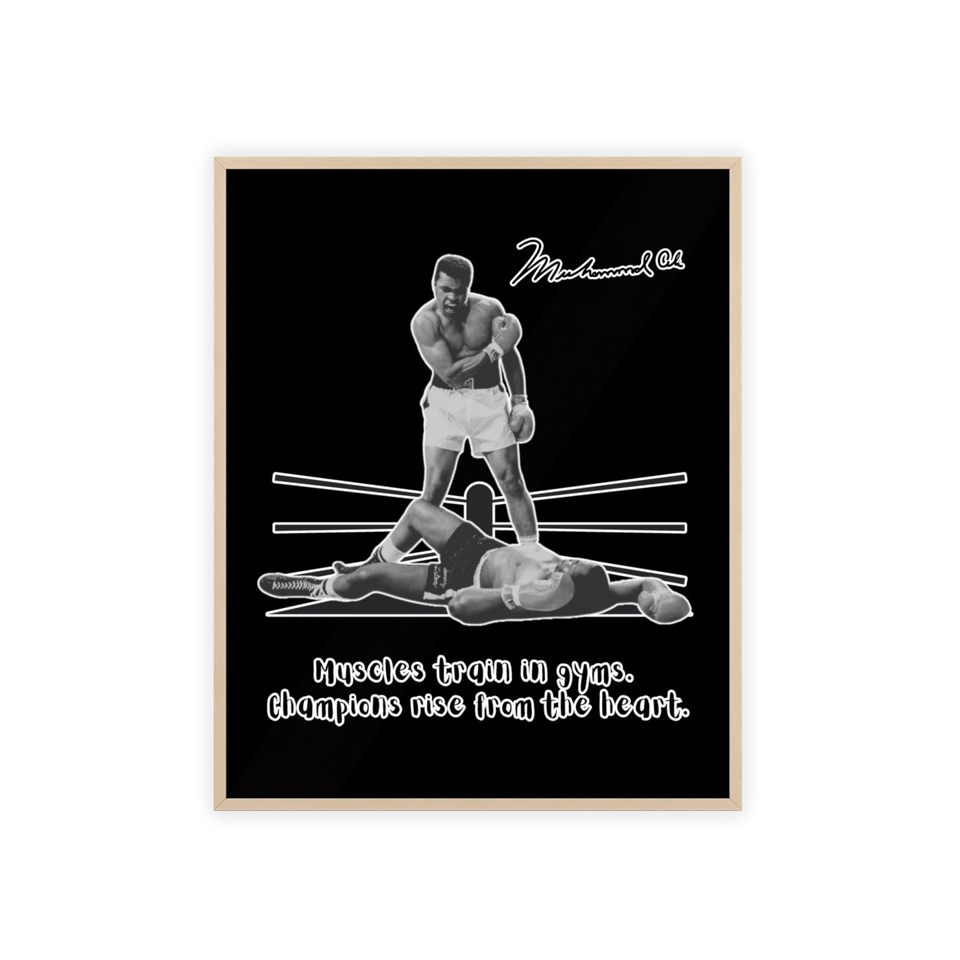Boxing Inspired Wall Art Poster with Wooden Frame - Muhammad Ali 