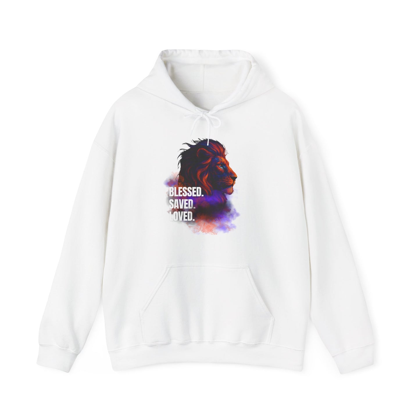 Blessed, Saved, Loved Lion Hoodie - Unisex Heavy Blend Sweatshirt