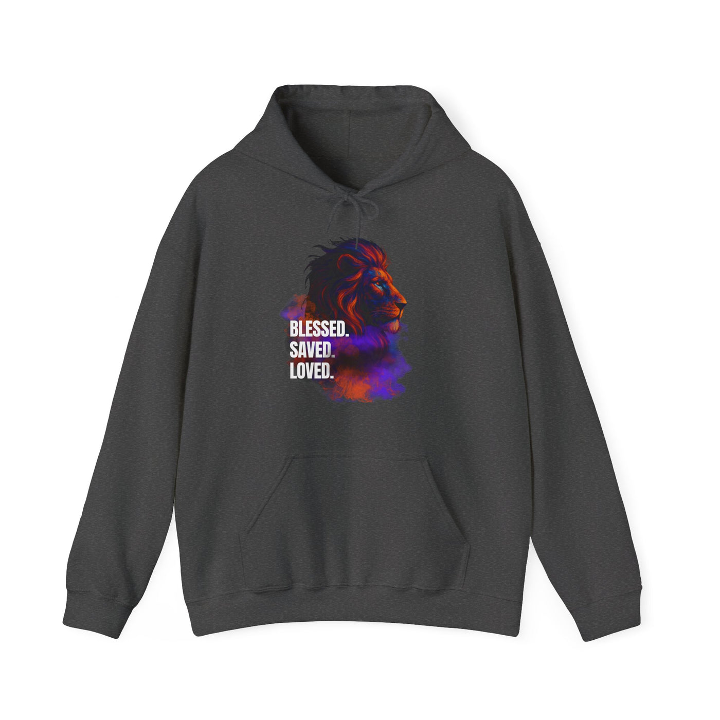 Blessed, Saved, Loved Lion Hoodie - Unisex Heavy Blend Sweatshirt