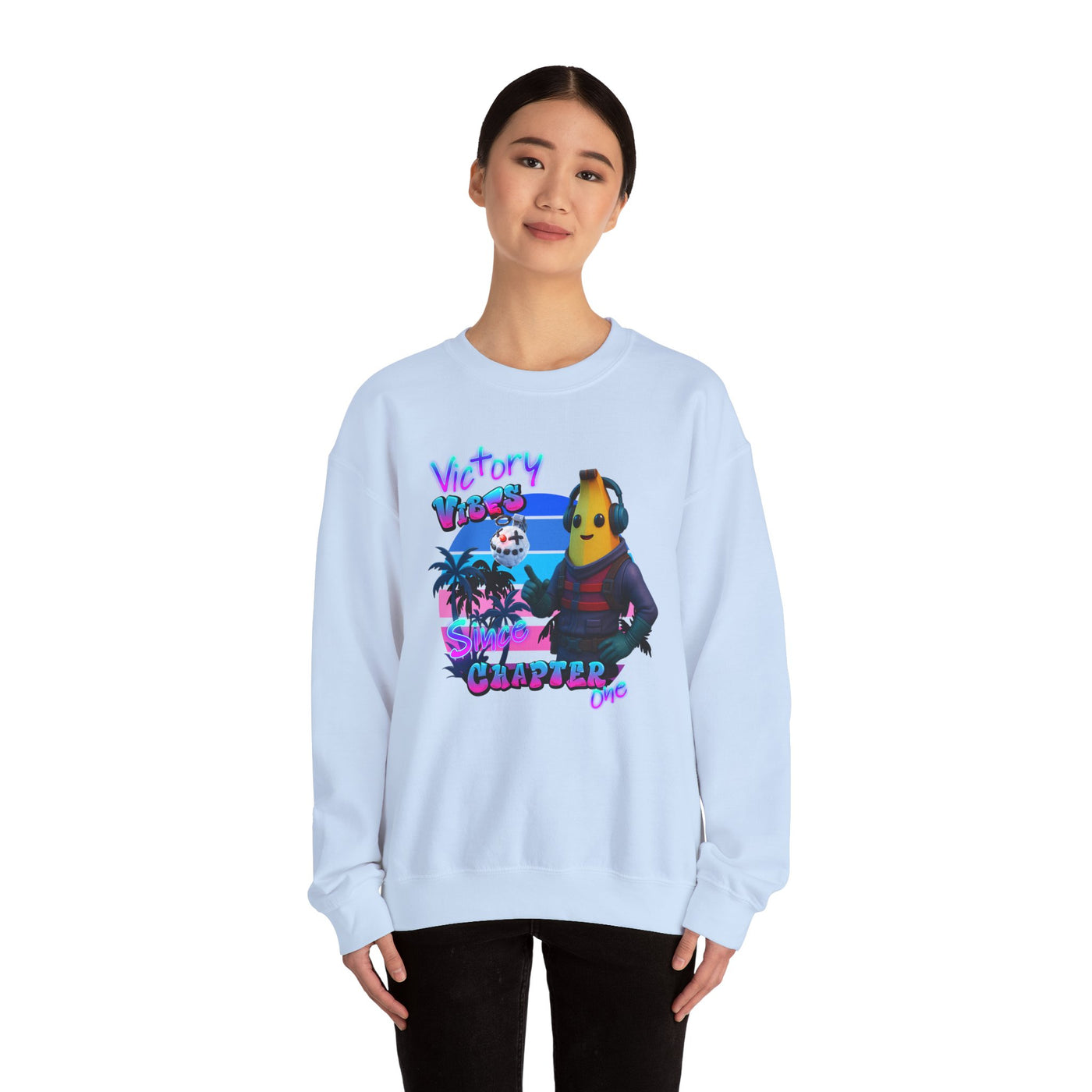 Victory Fortnite Vibes Banana Crewneck Sweatshirt - Unisex Heavy Blend