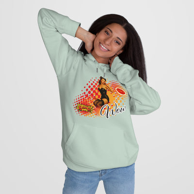 Retro Pin-Up Queen Hooded Sweatshirt - 'Wow' Graphic