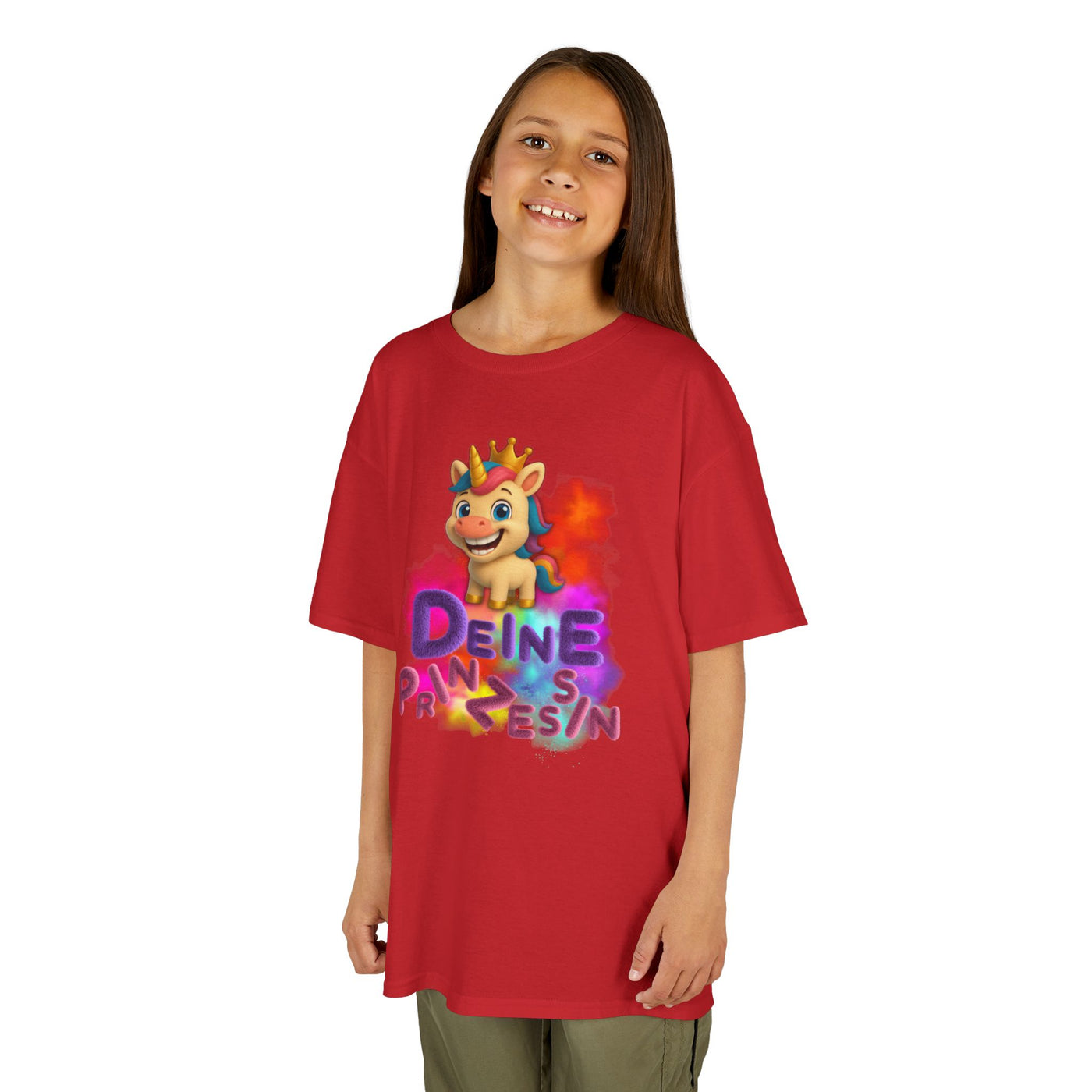 Colorful Kids Tee - “Deine Prinzessin” Design - Fun & Playful Shirt for Young Royalty