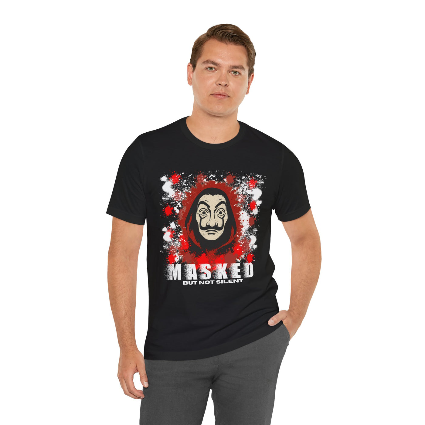 Unisex Short Sleeve Tee - Money Heist Masked but not silent