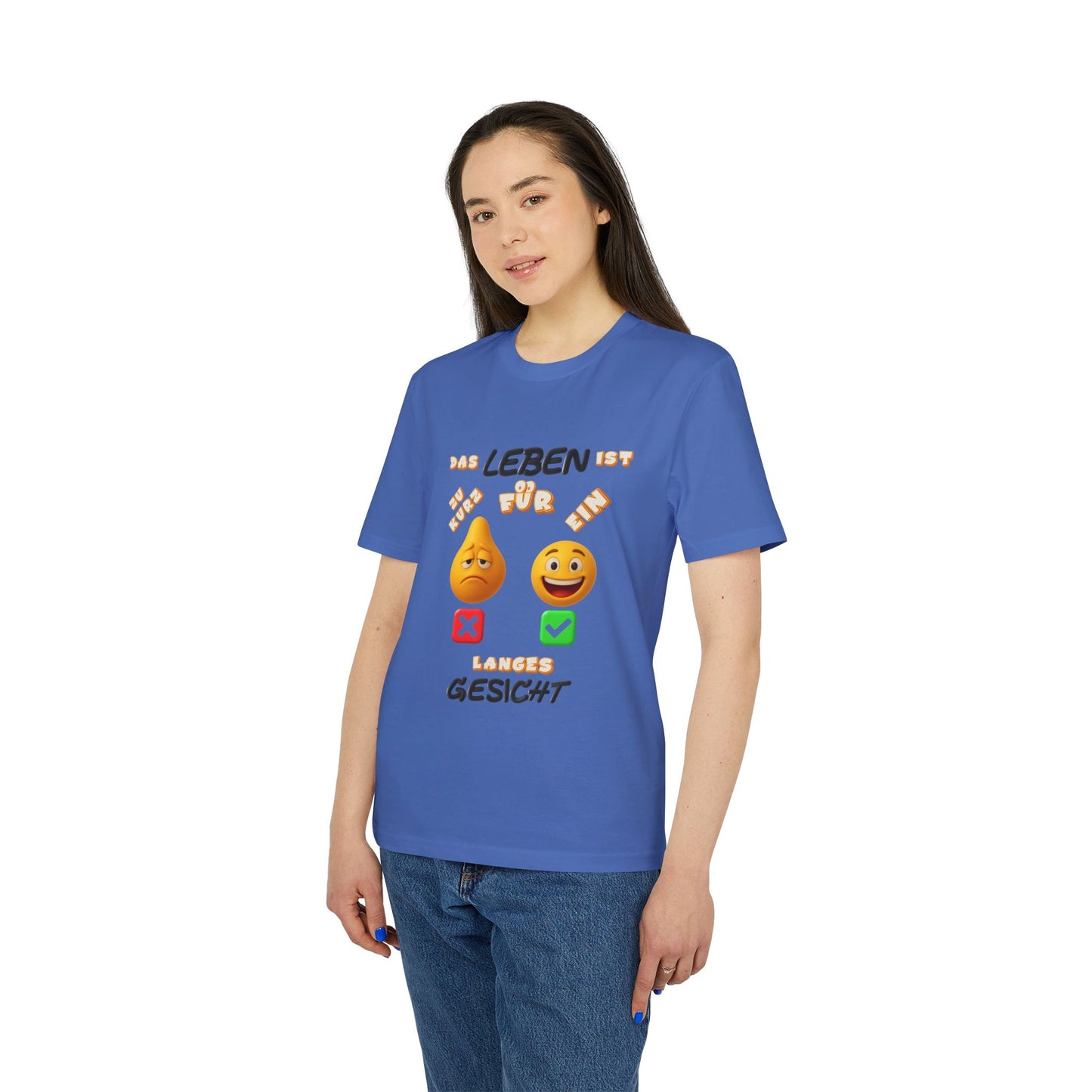 Funny Graphic T-Shirt - 'Das Leben ist zu kurz für ein langes Gesicht'