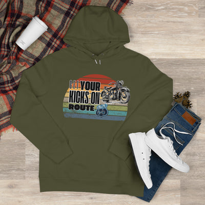Retro Route 66 Motorcycle Hoodie Sweatshirt - Get your kicks on route 66
