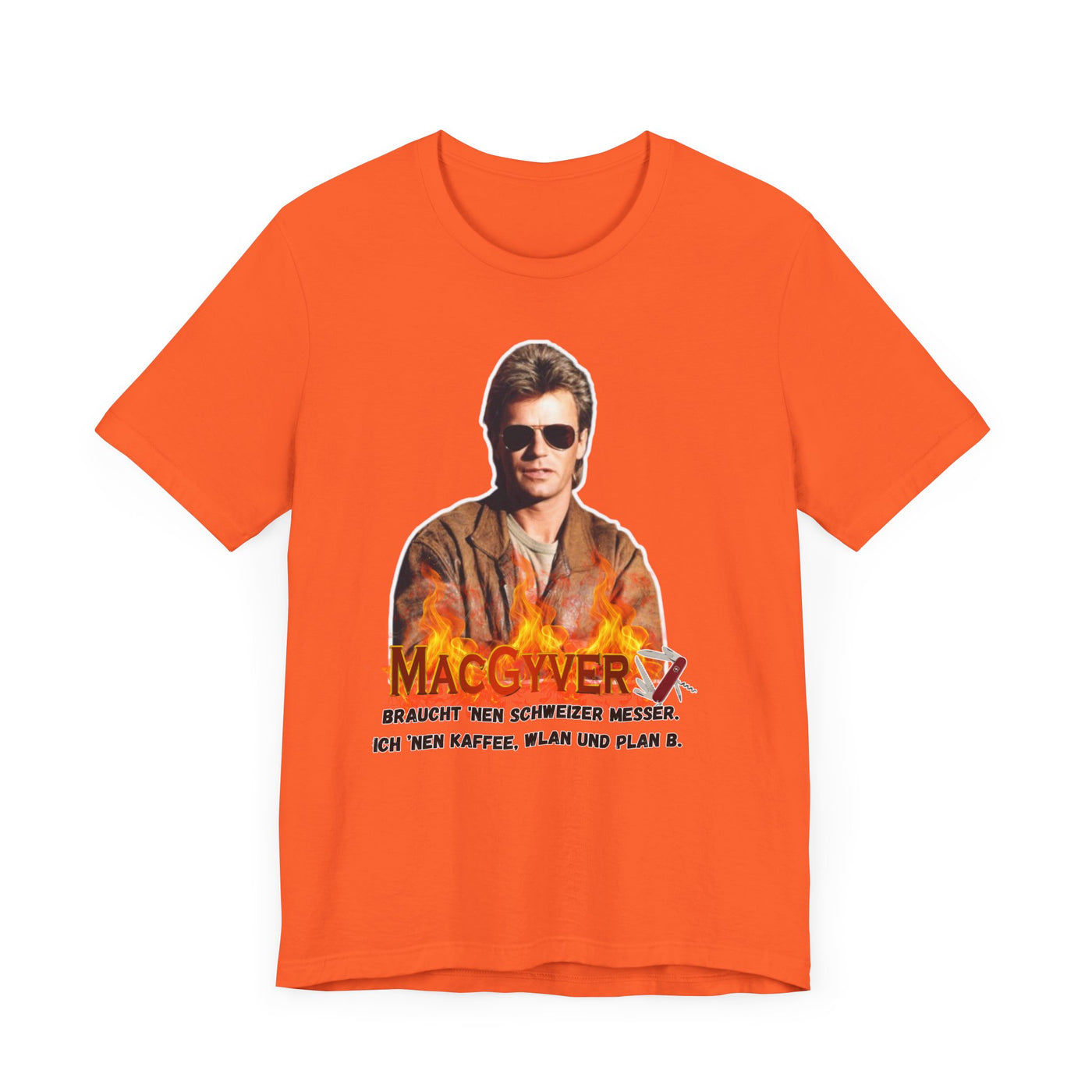 MacGyver Inspired Unisex Jersey Tee - 'Ich Nehm Kaffee, WLAN und Plan B'