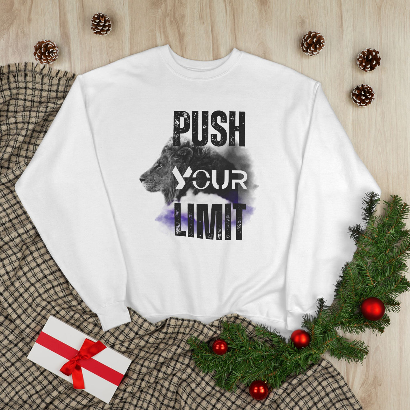 Motivational Lion Sweatshirt - Push Your Limit - Unisex EcoSmart