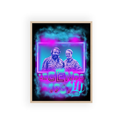 Retro Legends Poster with Wooden Frame - 1967 Nostalgia Art Bud Spencer &amp; Terence Hill