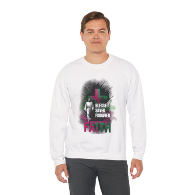 Jesus mit Faith und Spruch Blessed -Saved -Forgiven Sweatshirt