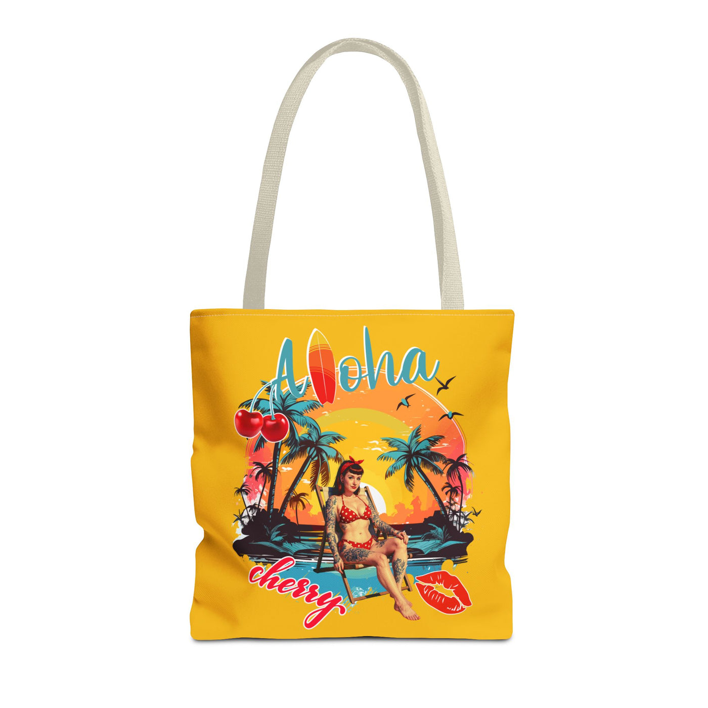 Aloha Cherry Tropical Tote Bag | Beach Accessories, Summer Bag, Travel Tote, Hanging Bag, Beach Bag