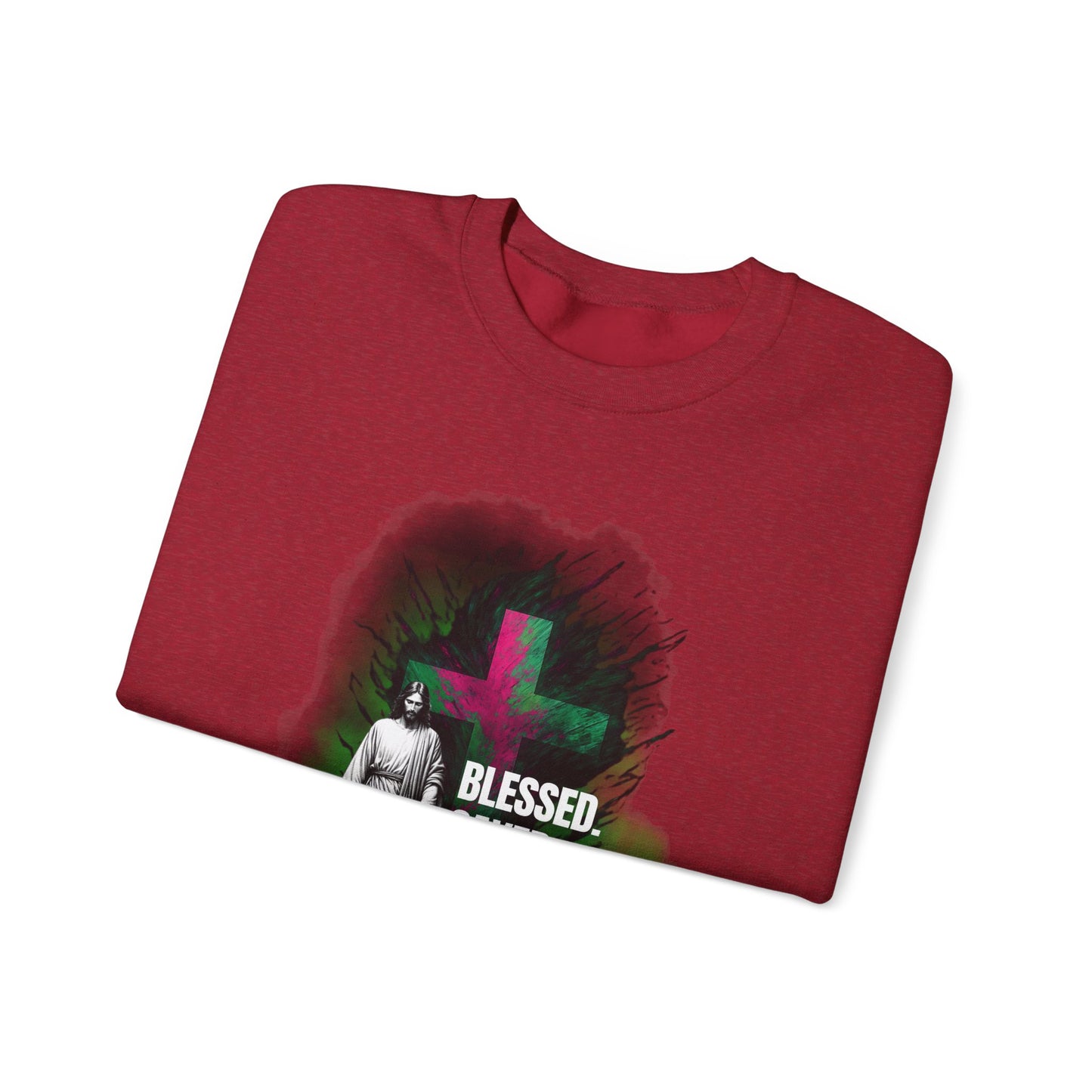 Jesus mit Faith und Spruch Blessed -Saved -Forgiven Sweatshirt