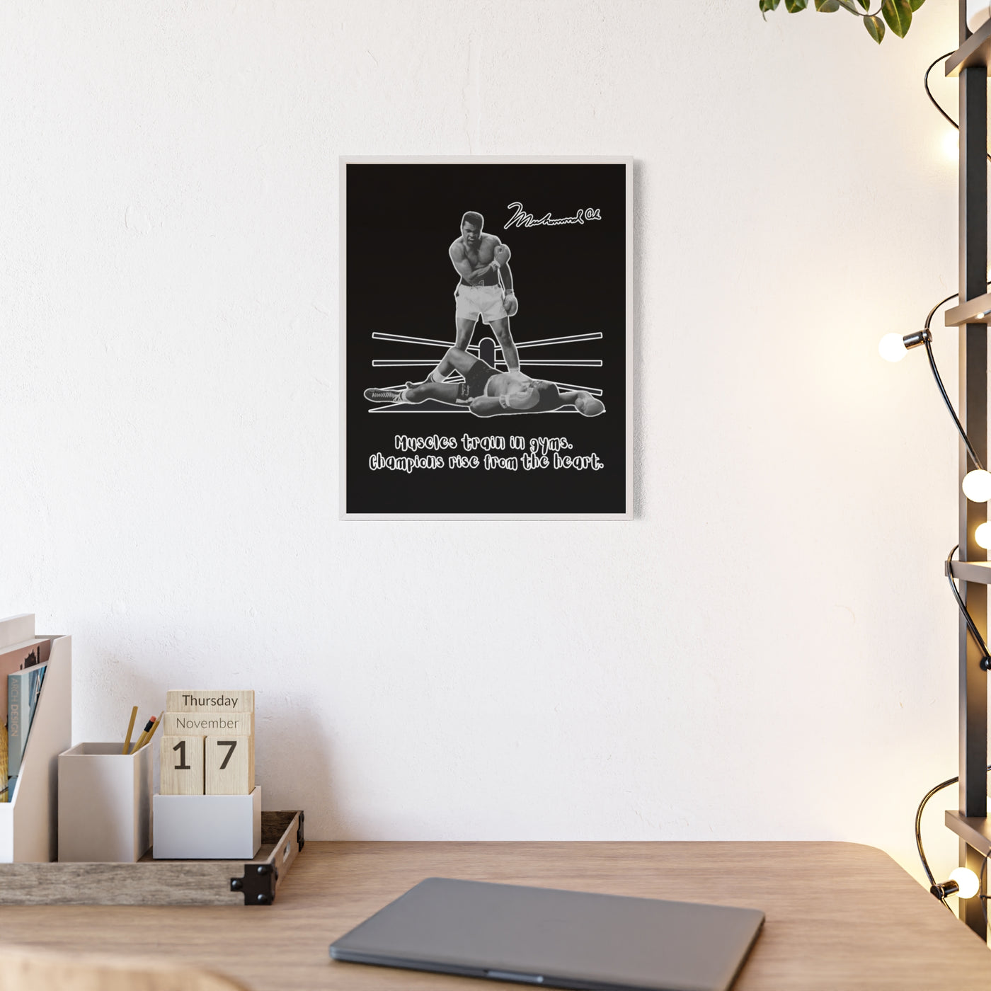 Boxing Inspired Wall Art Poster with Wooden Frame - Muhammad Ali 