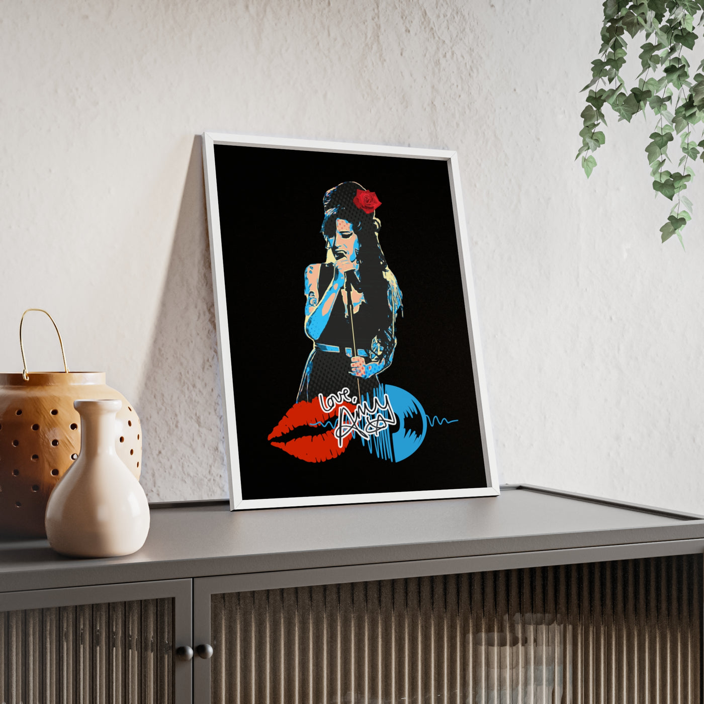 Love Amy Winehouse Poster with Wooden Frame - Vibrant Wall Art for Music Lovers