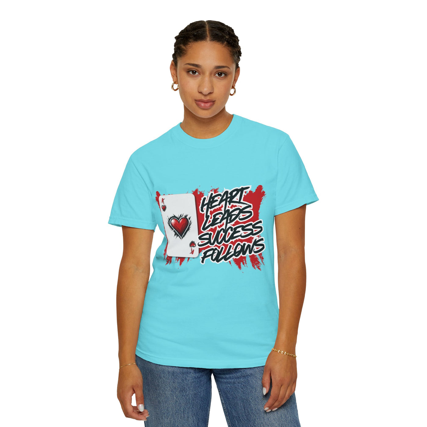 Heart Leads Success Unisex Heavy Cotton Tee | Graphic Tee | Casual Wear | Gift for Gamers | Inspirational Fashion | Streetwear