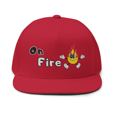 Embroidered Flat Bill Cap - "on fire"