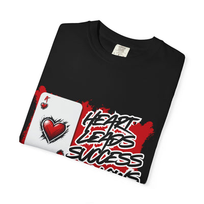 Heart Leads Success Unisex Heavy Cotton Tee | Graphic Tee | Casual Wear | Gift for Gamers | Inspirational Fashion | Streetwear