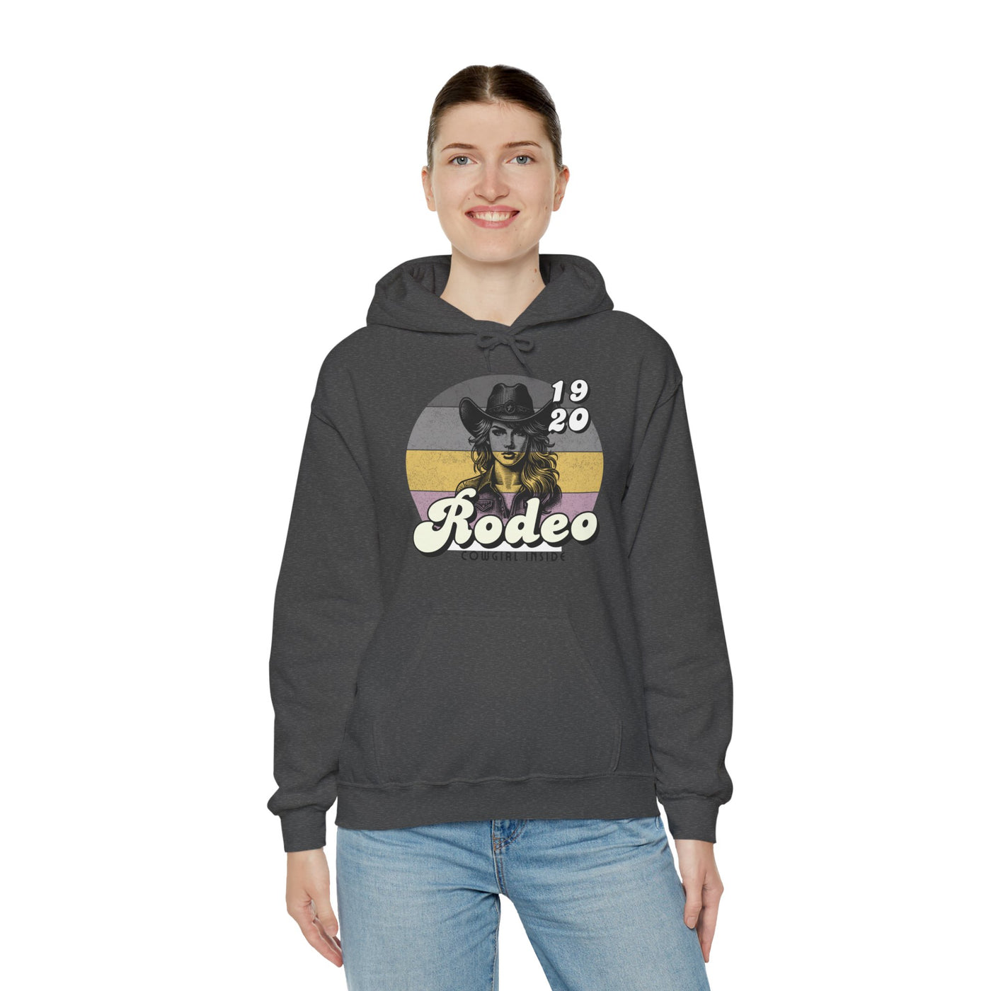 Rodeo Cowgirl Hooded HOODIE - Unisex Heavy Blend™ - Retro Style