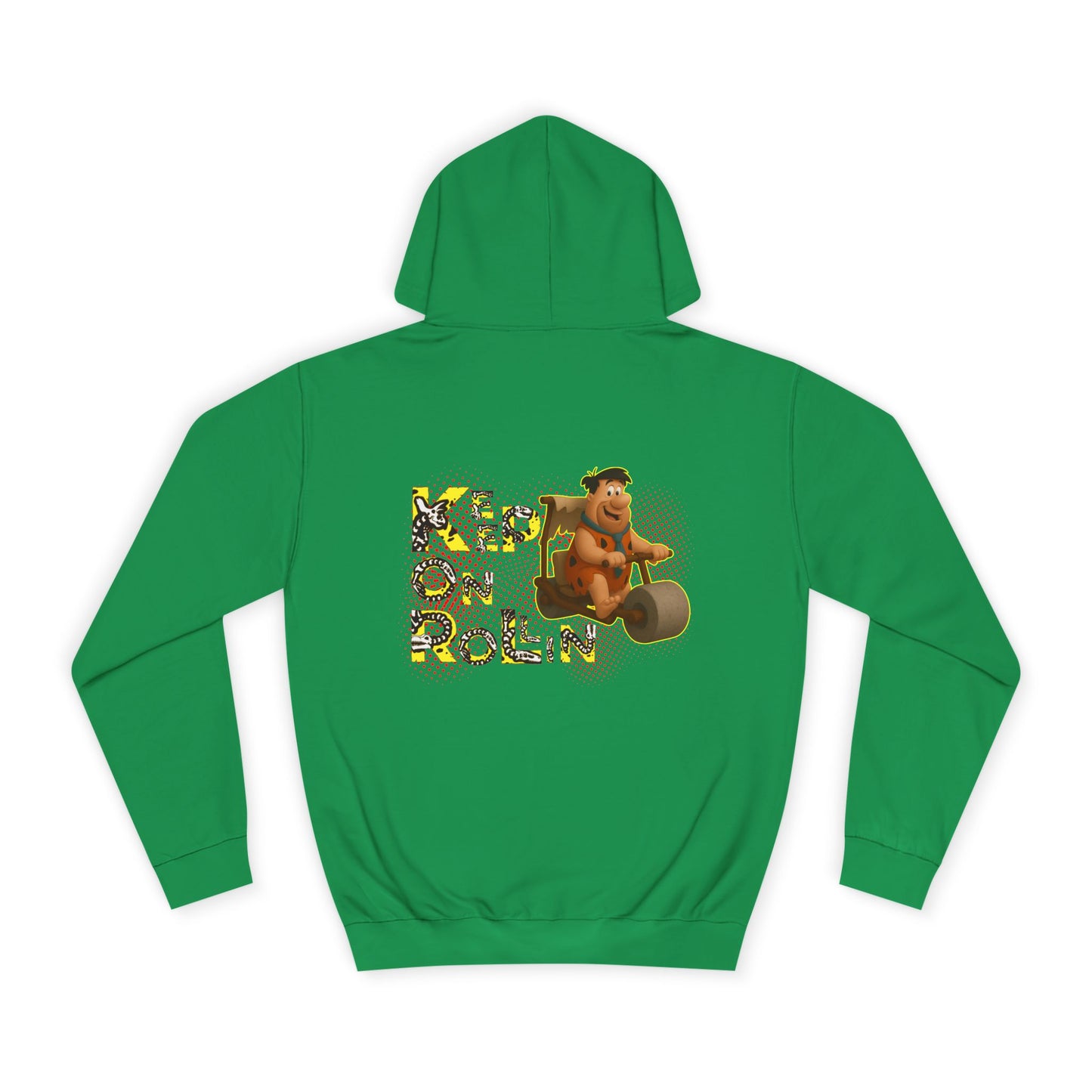 'Keep On Rollin' Design Unisex College Hoodie Flintstones Feuerstein