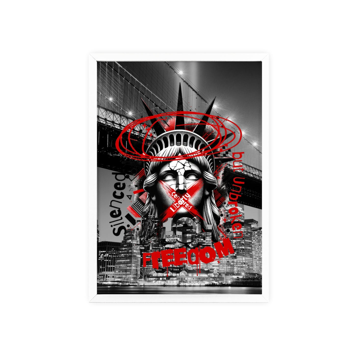 Freedom Poster with Wooden Frame - NYC Decor, Wall Art