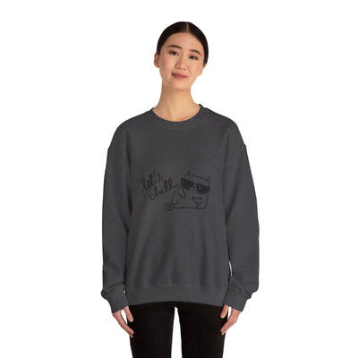Let's Chill Cat Sweatshirt - Unisex Garment-Dyed Pullover for Cozy Days