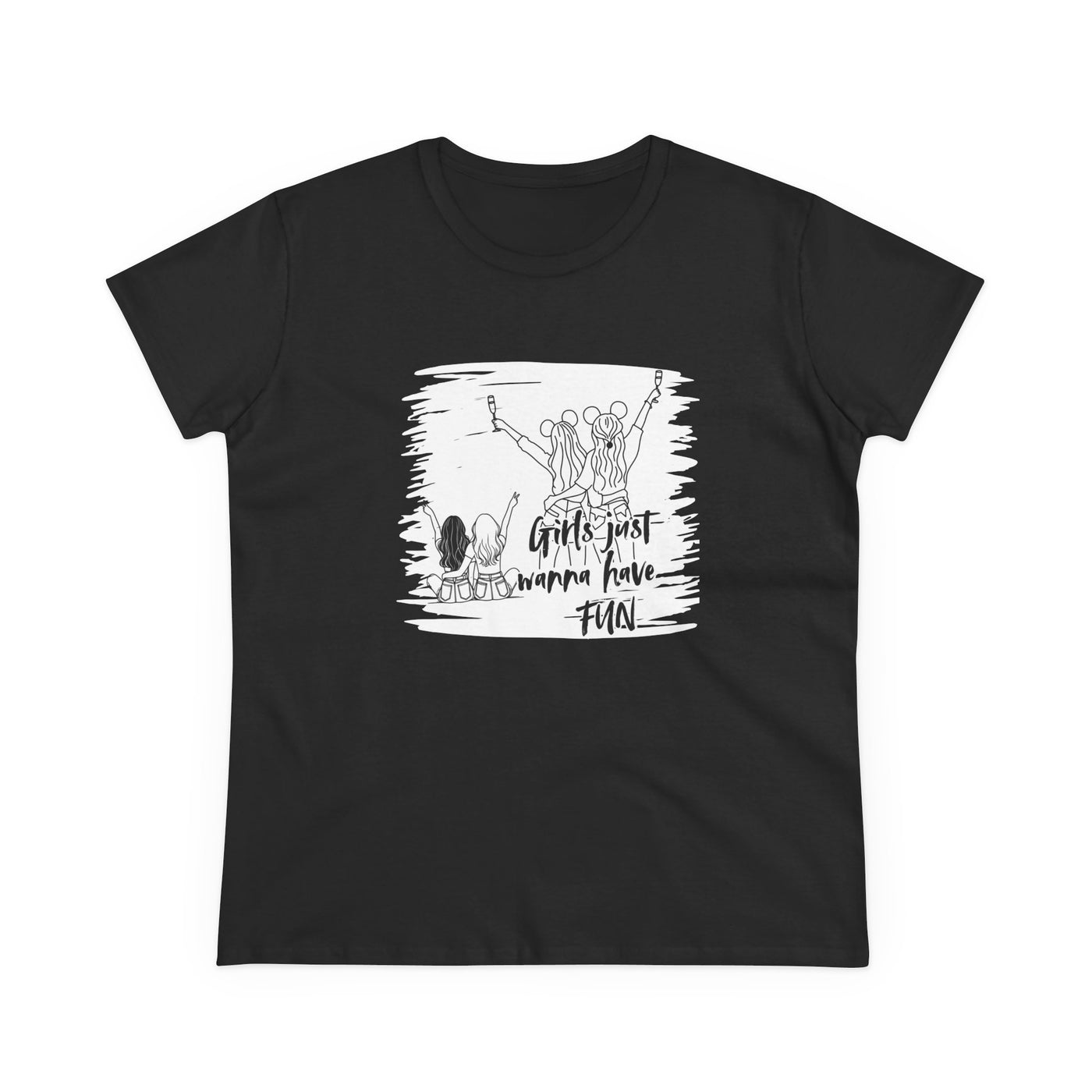 Girls Just Wanna Have Fun Cotton Tee - Women's Midweight Casual Shirt