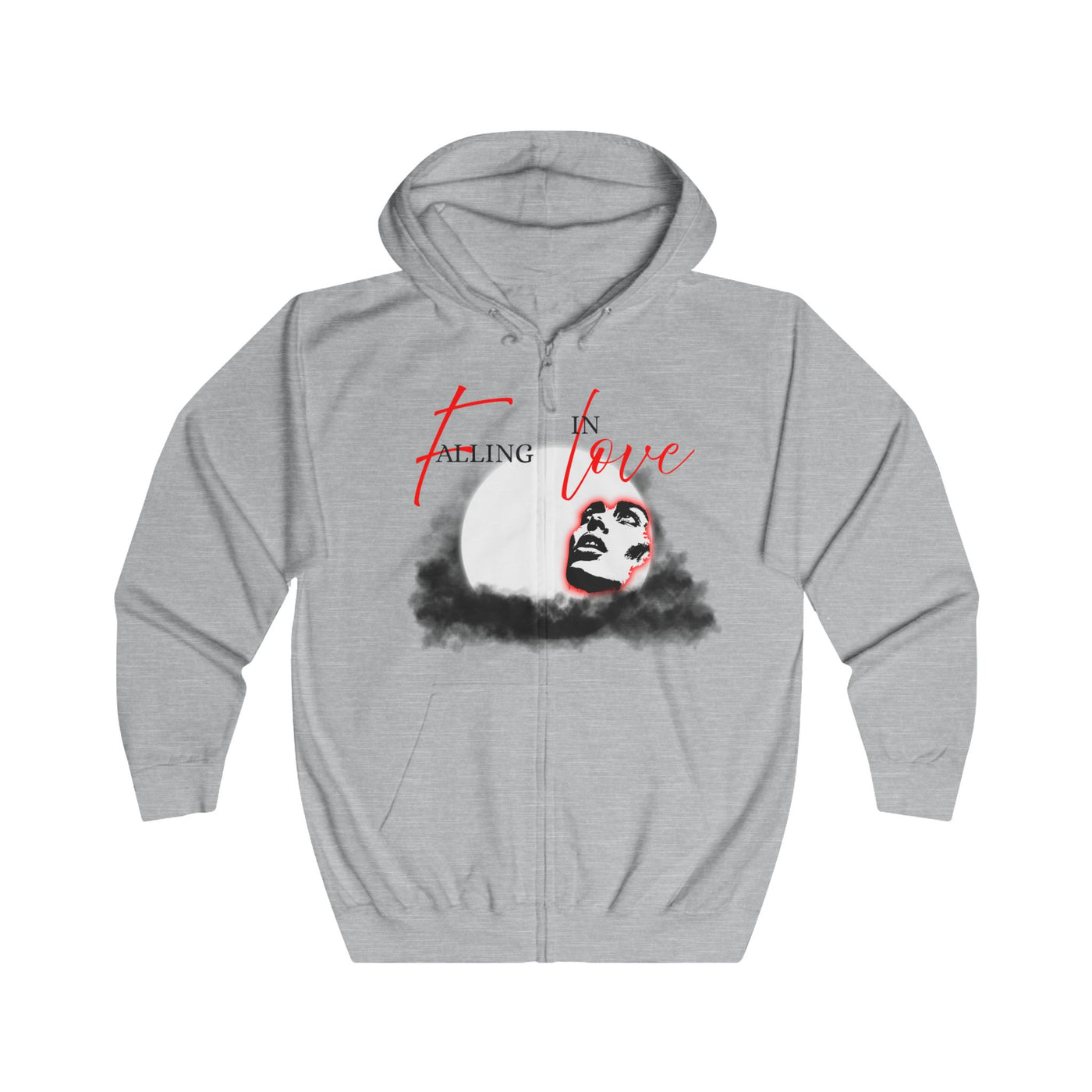 Falling in Love Hoodie, Inspirational Zip-Up, Unisex Sweatshirt