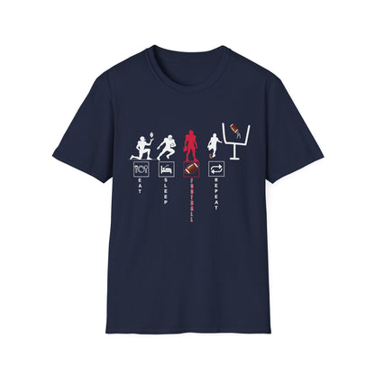 Football Life Unisex T-Shirt - Eat, Sleep, Football, Repeat