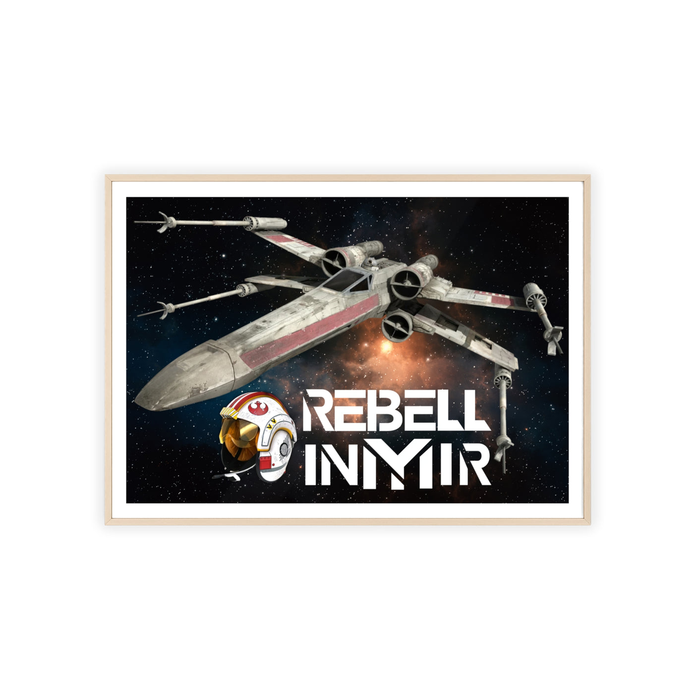 Star Wars X-Wing Fighter Poster with Wooden Frame - Rebel Inyir Decor
