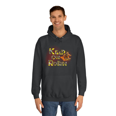 'Keep On Rollin' Design Unisex College Hoodie Flintstones Feuerstein