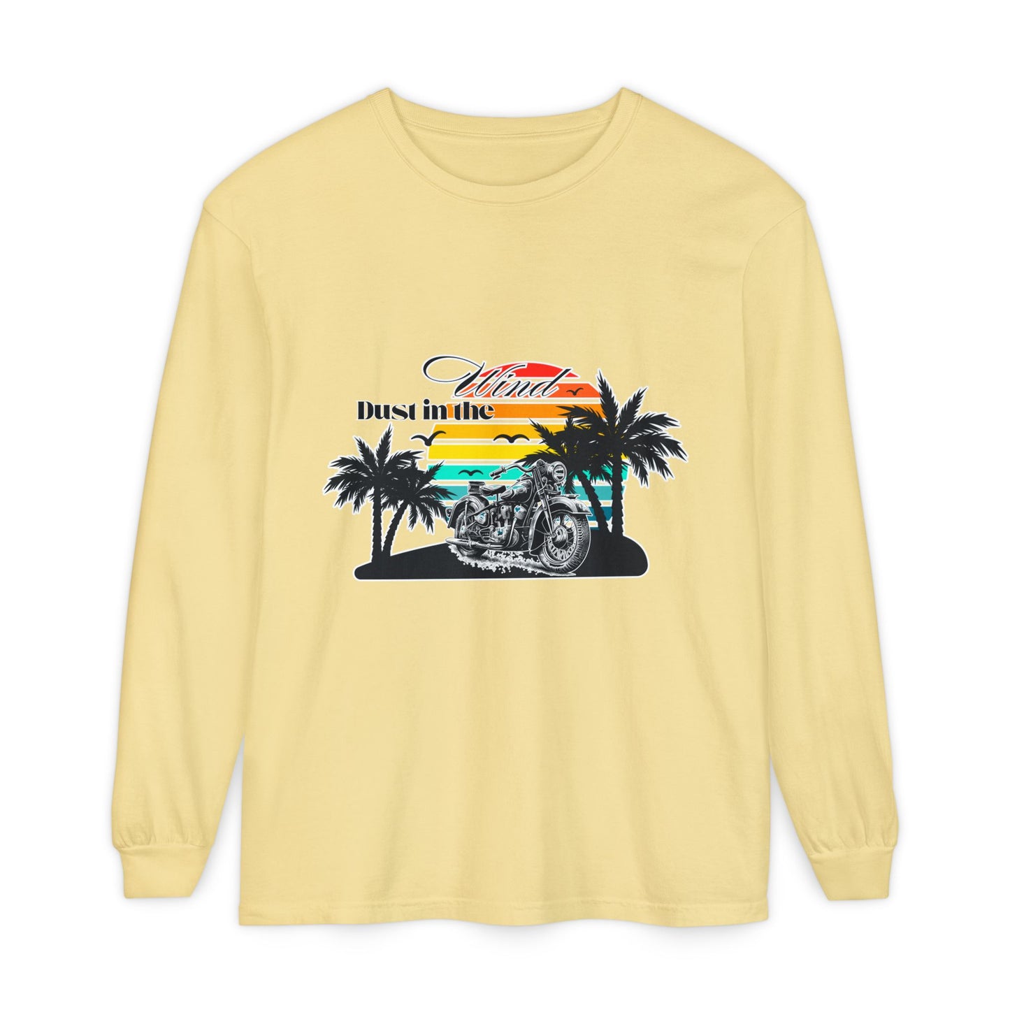 Dust in the Wind - Vintage Motorcycle & Sunset Design