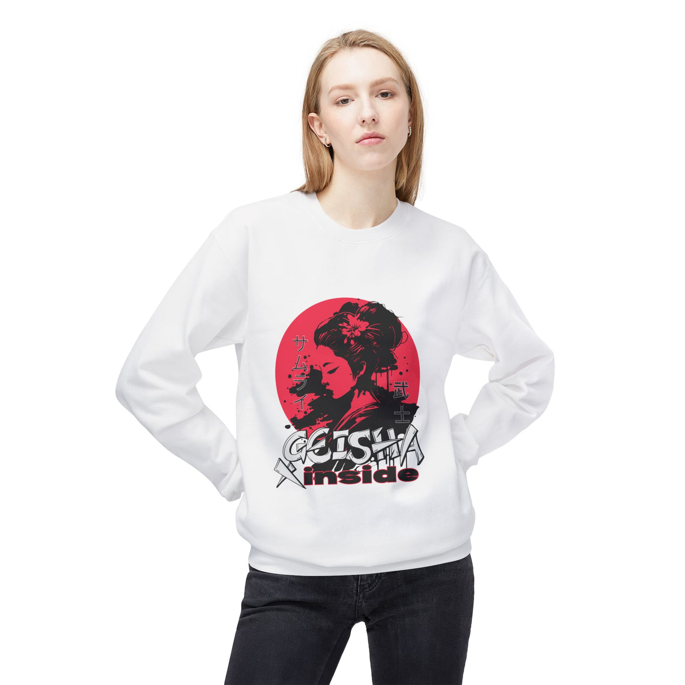 Unisex "Geisha Inside" Fleece Sweatshirt, Cozy
