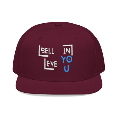 Motivational Snapback Hat - "Believe in You" Embroidery 