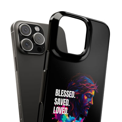 Blessed Saved loved - Snap Case - Jesus