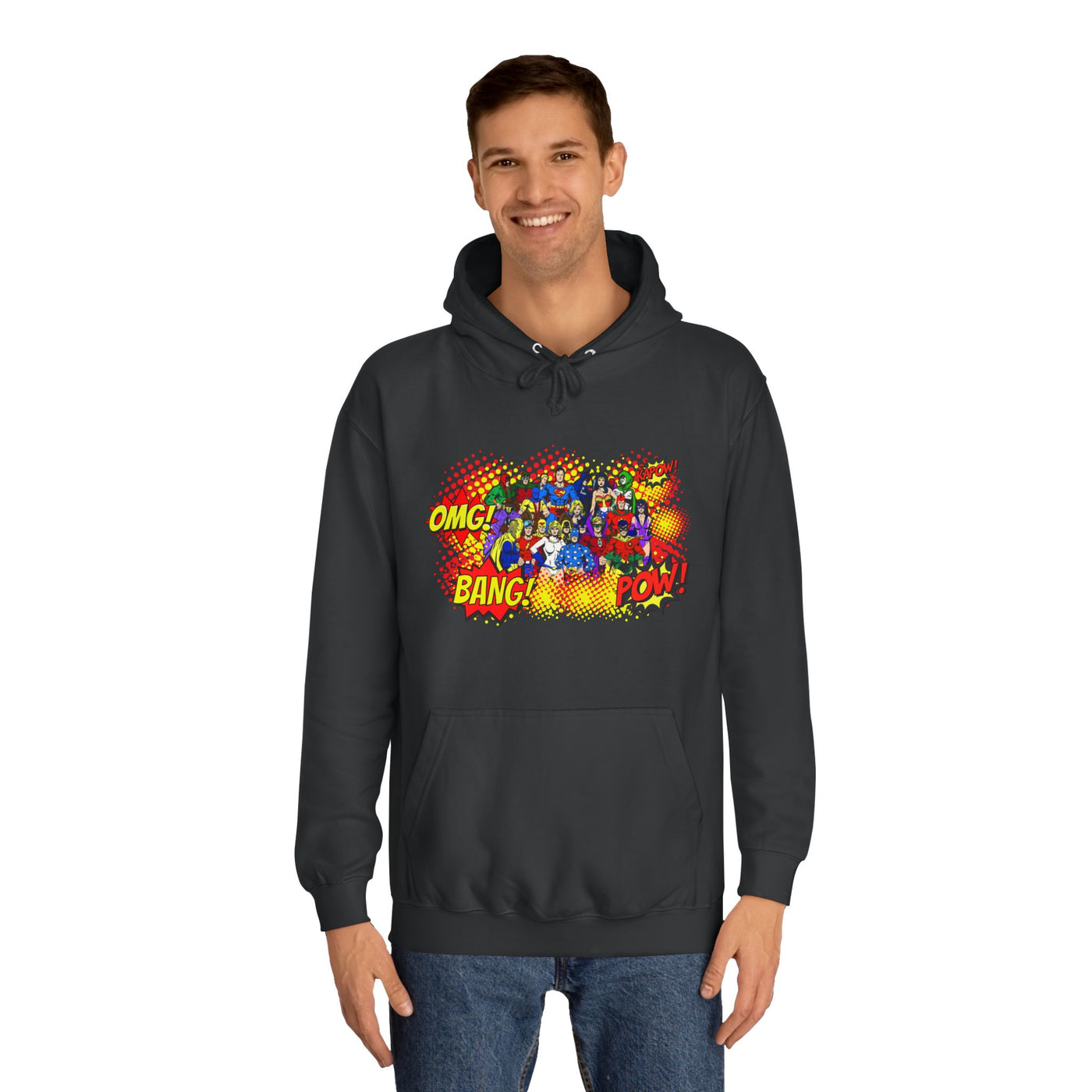 Superhero Graphic Hoodie, Unisex College Sweatshirt, Marvel DC Fans Apparel, Comic Book Lover Gift, Fun Cosplay Outfit