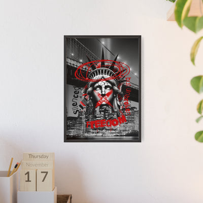 Freedom Poster with Wooden Frame - NYC Decor, Wall Art