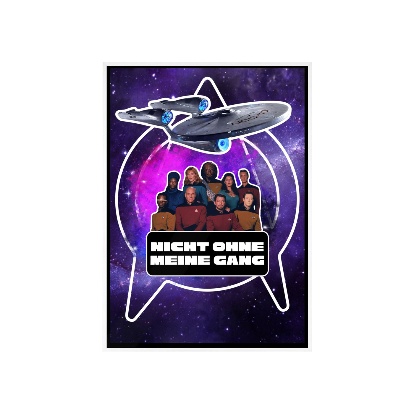 Starship Adventure Poster with Wooden Frame | Sci-Fi Wall Art, Geek Decor,