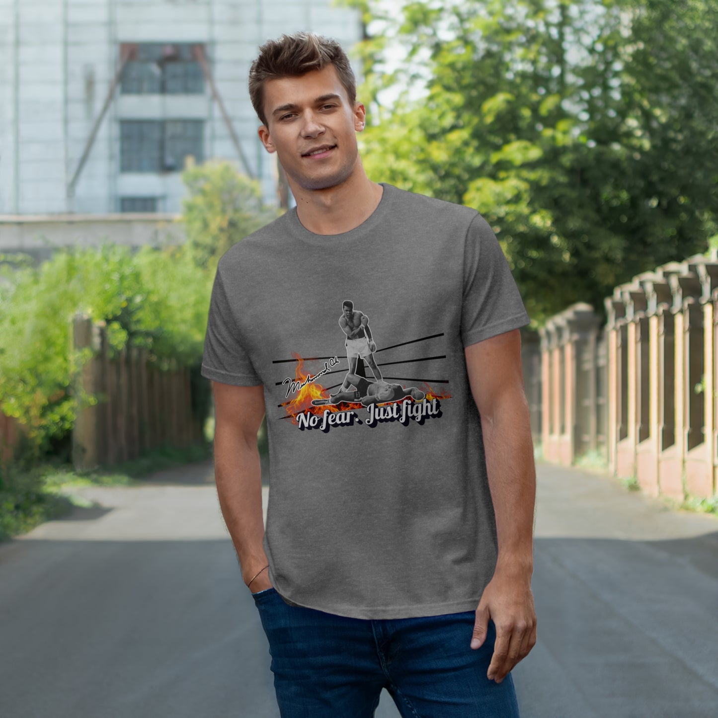 No Fear Just Fight T-Shirt, Motivational Shirt Muhammad Ali