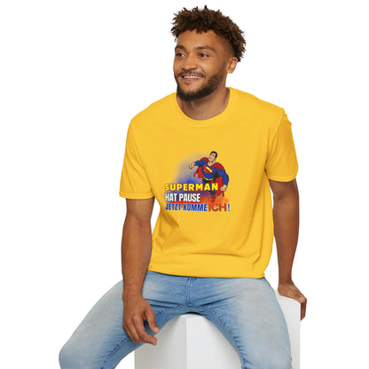 Superman Pause Unisex Softstyle T-Shirt - Fun Graphic Tee for Comic Fans