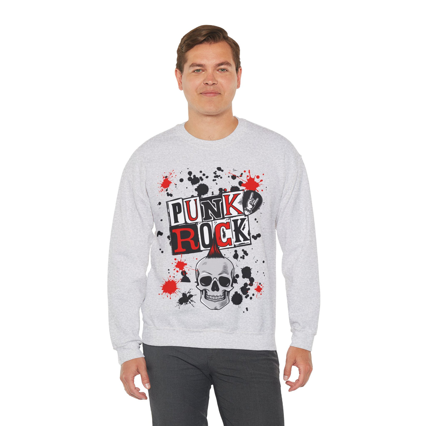 Punk Rock Crewneck Sweatshirt, Casual Streetwear Gift, Music Lover Apparel, Fall Fashion Layer, Unique Graphic Sweater