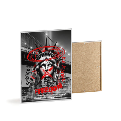 Freedom Poster with Wooden Frame - NYC Decor, Wall Art
