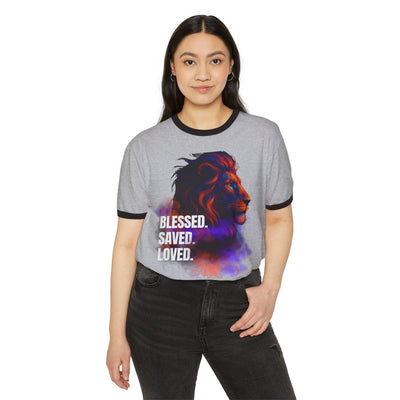Blessed, Saved, Loved Unisex Cotton Ringer T-Shirt