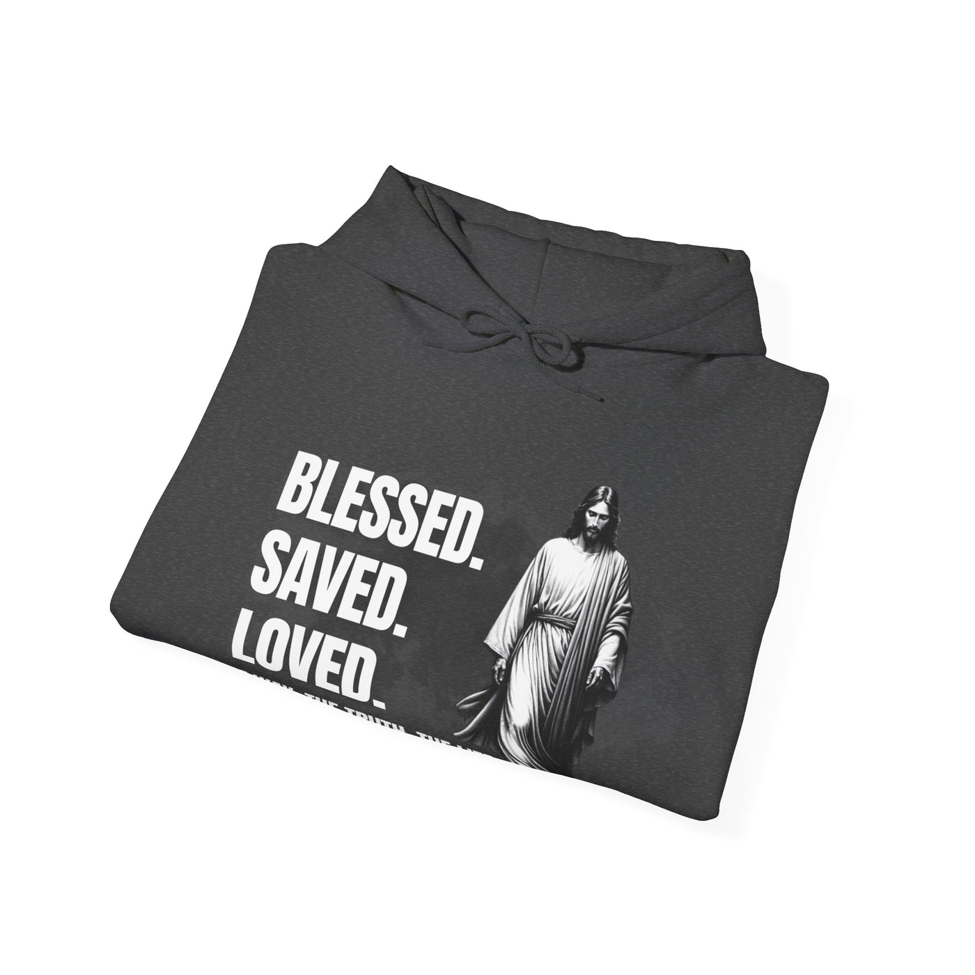 Blessed, Saved, Loved Hoodie - Unisex Heavy Blend Sweatshirt for Comfort and Faith Jesus