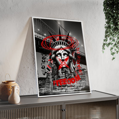 Freedom Poster with Wooden Frame - NYC Decor, Wall Art