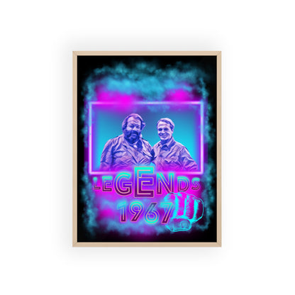 Retro Legends Poster with Wooden Frame - 1967 Nostalgia Art Bud Spencer &amp; Terence Hill