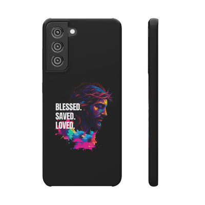 Blessed Saved loved - Snap Case - Jesus