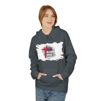 Faith-Inspired Hoodie: Blessed, Saved, Loved - Christian JESUS