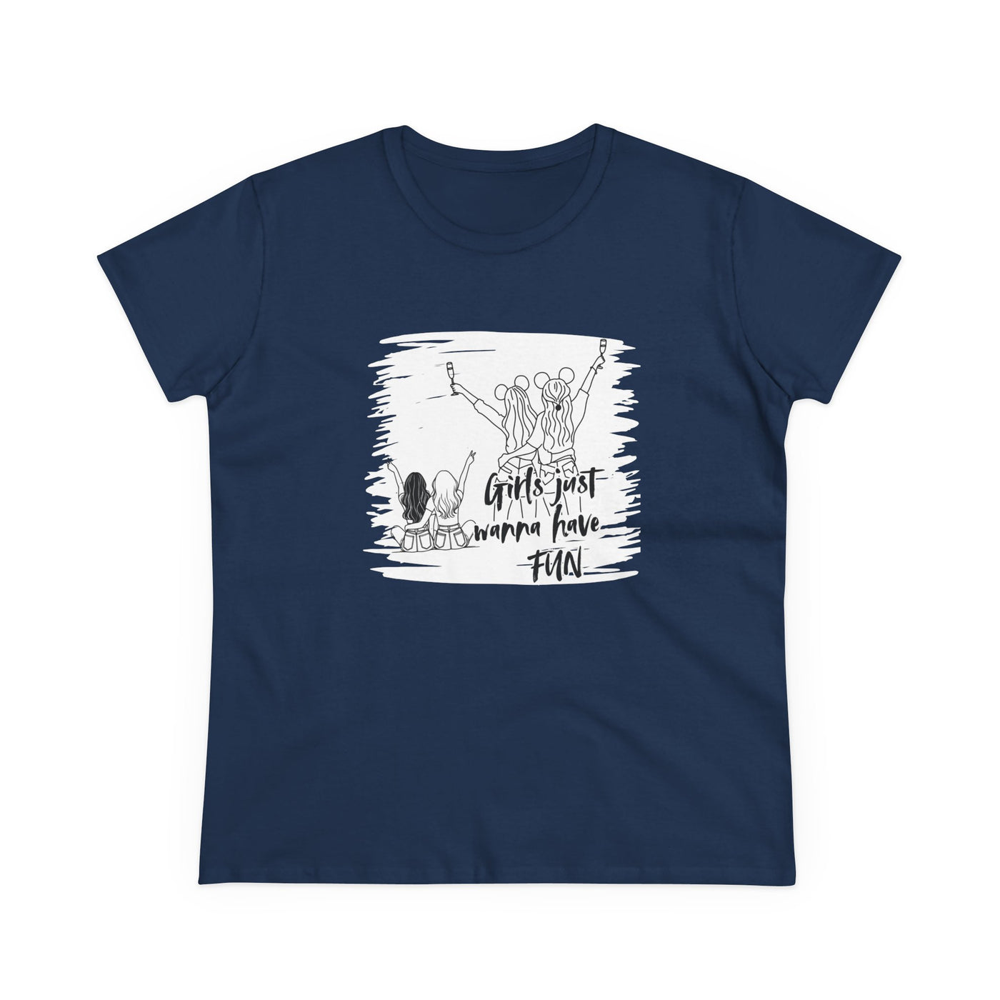 Girls Just Wanna Have Fun Cotton Tee - Women's Midweight Casual Shirt