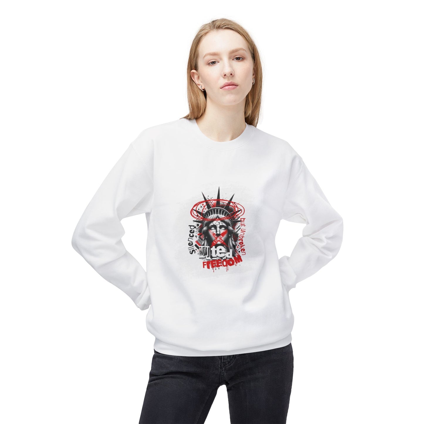 Freedom Statement Sweatshirt - Freiheitstatue muted but not unbroken