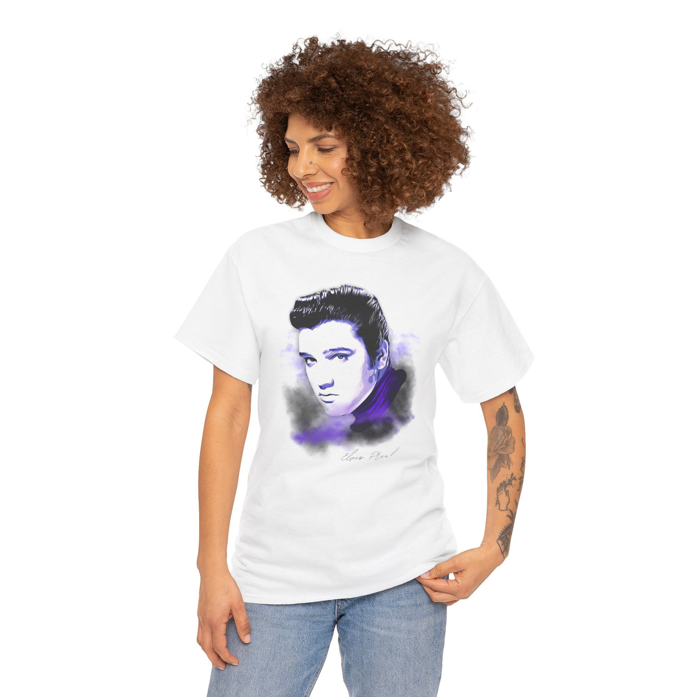 Elvis Portrait Unisex Heavy Cotton Tee - Retro Music Fan Gift